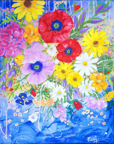 Spätfrühlingsblumen van Ewa Jablonski, Schilderij te koop op Singulart