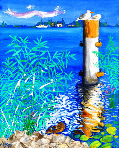 Nationalpark Unteres Odertal.1 - Oderkanal van Ewa Jablonski, Schilderij te koop op Singulart