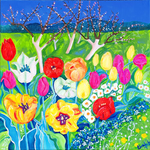 Frühlingsgarten di Ewa Jablonski, Pittura in vendita su Singulart