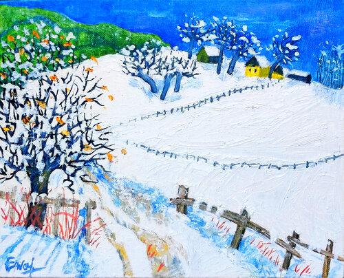 Winter auf dem Land by Ewa Jablonski, Painting for Sale on Singulart