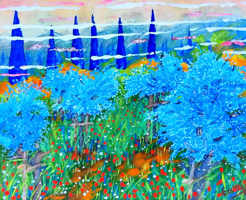 Toskana im Frühling di Ewa Jablonski, Pittura in vendita su Singulart