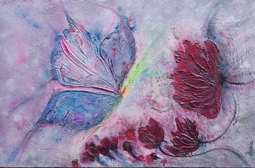 FARFALLA E PETALI DI SALE von Lucia Luce, Malerei kaufen auf Singulart