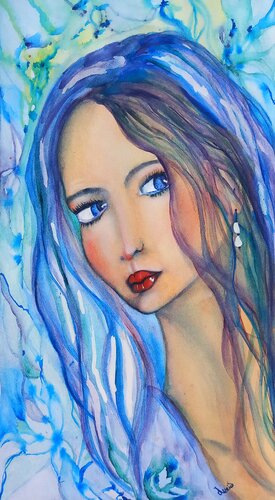BLUE EYES by Lucia Luce, 油畫 for Sale on Singulart