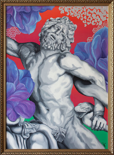 Laocoon in Plein's metaverse van Monika Mrowiec, Schilderij te koop op Singulart