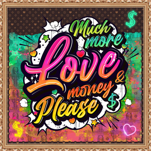 Much more love & money please van Monika Mrowiec, Schilderij te koop op Singulart