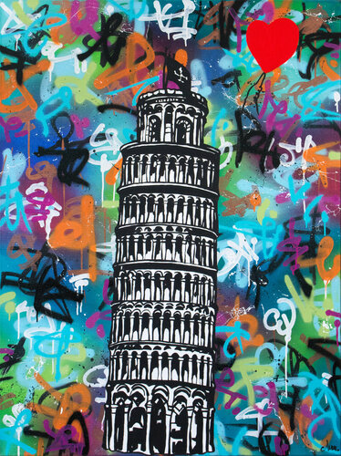 Journey history of the rescued balloon v.2 / „805 Street Art Avenue” von Monika Mrowiec, Malerei kaufen auf Singulart