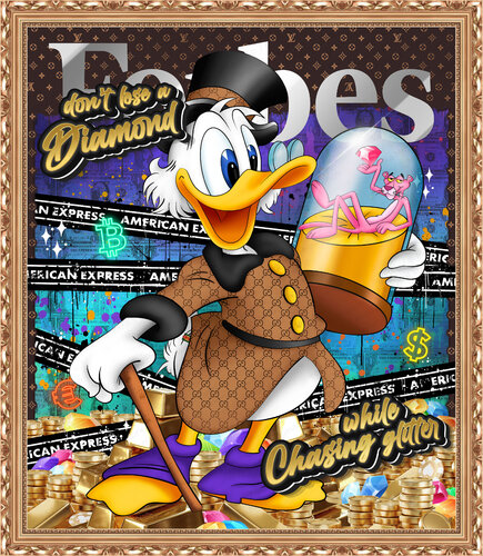 Don't lose a diamond while chasing glitter - Scrooge McDuck by Monika Mrowiec, Painting for Sale on Singulart