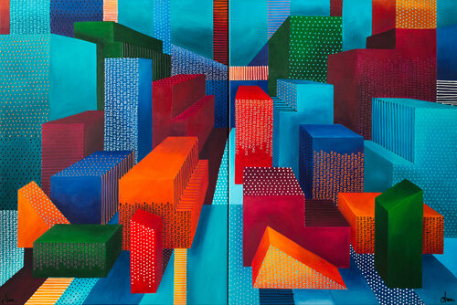 Diverse cities views van Monika Mrowiec, Schilderij te koop op Singulart