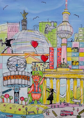 Banksy in Berlin, Hommage de Manuela Reitz, Pintura a la venta en Singulart
