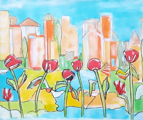 Stadt der Blumen von Manuela Reitz, Malerei kaufen auf Singulart