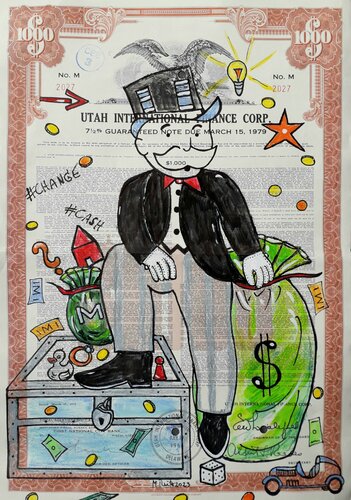 Mister Monopoly - der Gewinner bekommt alles van Manuela Reitz, Schilderij te koop op Singulart