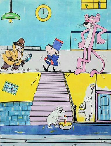Pink Panther / Paulchen Panther von Manuela Reitz, Malerei kaufen auf Singulart