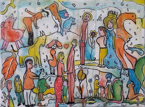 Von Menschen und Tieren von Manuela Reitz, Malerei kaufen auf Singulart