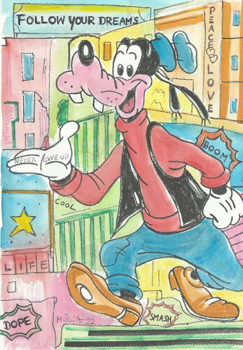 Goofy - Follow your Dream's by Manuela Reitz, 회화 for Sale on Singulart