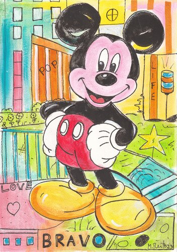 Mickey Mouse, die coole Maus van Manuela Reitz, Schilderij te koop op Singulart
