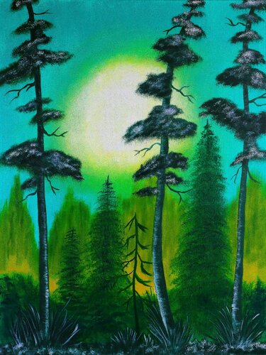 Emerald Moon Forest by Tetiana Surshko, Painting for Sale on Singulart