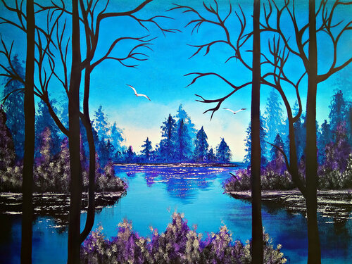 Moody Forest Lake von Tetiana Surshko, Malerei kaufen auf Singulart