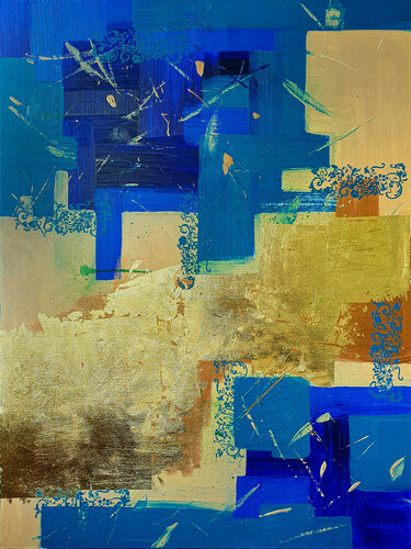 Blue and Gold Harmony von Tetiana Surshko, Malerei kaufen auf Singulart