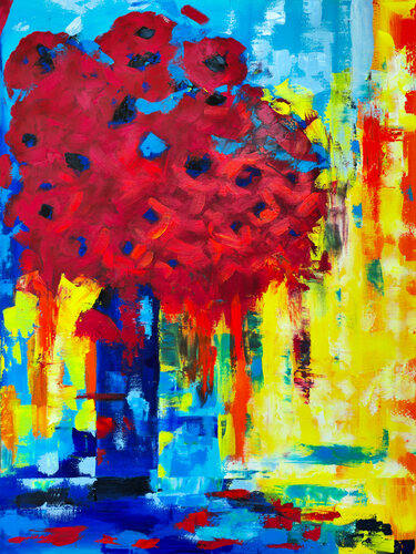 Abstract Red Floral von Tetiana Surshko, Malerei kaufen auf Singulart