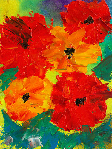 Crimson Floral Burst von Tetiana Surshko, Malerei kaufen auf Singulart
