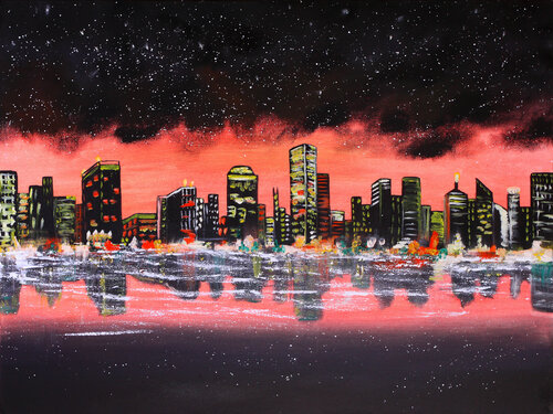 Starry Red City von Tetiana Surshko, Malerei kaufen auf Singulart