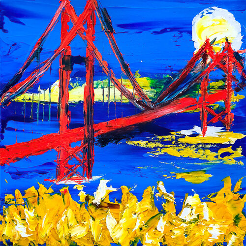 Golden Gate Night by Tetiana Surshko, Painting for Sale on Singulart