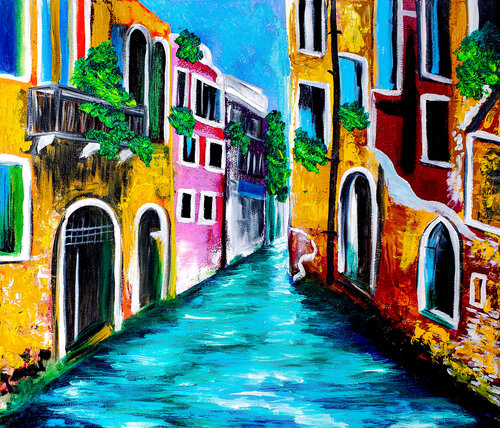 Sunny Venice Canal van Tetiana Surshko, Schilderij te koop op Singulart