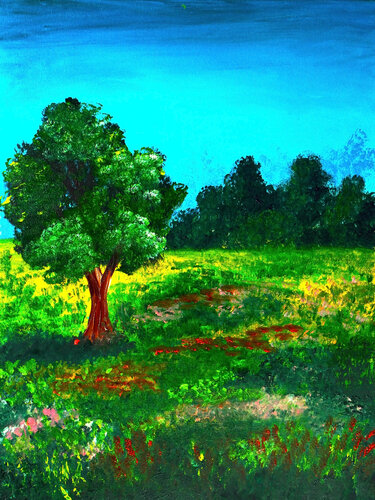 Sunny Meadow Tree von Tetiana Surshko, Malerei kaufen auf Singulart