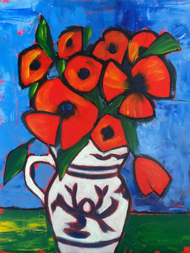 Bright Poppies by Tetiana Surshko, Painting for Sale on Singulart