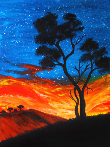 Fire Meets Stars di Tetiana Surshko, Pittura in vendita su Singulart
