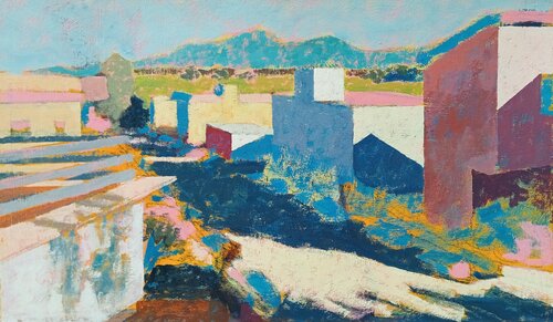 Via Lazio dal balcone di Alessandra van Luigi Iona, Schilderij te koop op Singulart