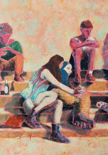 Durante il vino, durante il sale di Luigi Iona, Pittura in vendita su Singulart