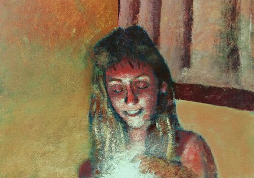 Studio per Giada che accende una candela von Luigi Iona, Malerei kaufen auf Singulart
