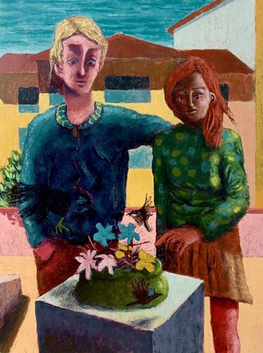 Uccellacci sui fiori dell'amore von Luigi Iona, Malerei kaufen auf Singulart