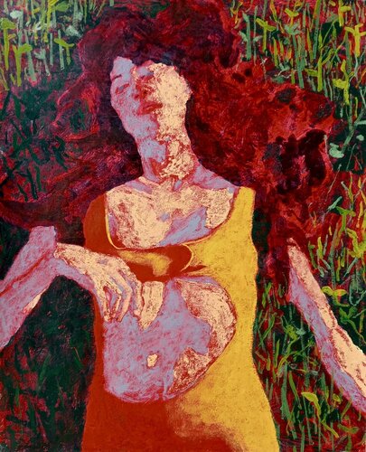 Ragazza distesa tra i fili d'erba von Luigi Iona, Malerei kaufen auf Singulart