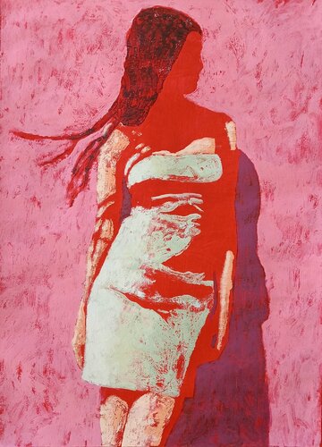 Ragazza davanti muro rosa by Luigi Iona, Painting for Sale on Singulart