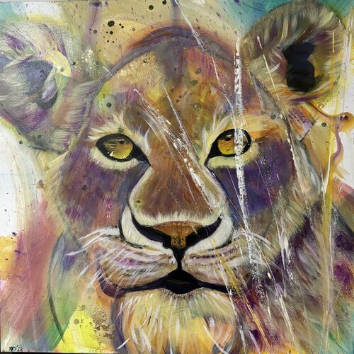 Layla - Löwenmutter van Nicole Adolph, Schilderij te koop op Singulart