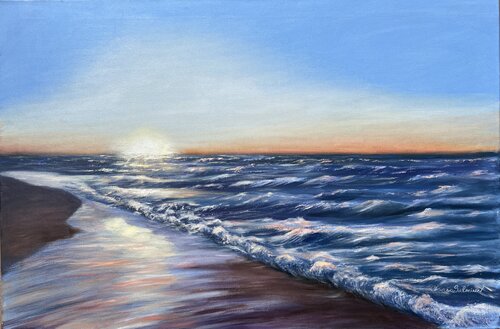 Golden Hours at the Sea by Oksana Salminen, Painting for Sale on Singulart