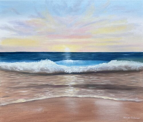 Sunset at Mediterranean Sea von Oksana Salminen, Malerei kaufen auf Singulart