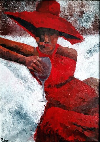 Madame in red van Diana Captari, Schilderij te koop op Singulart