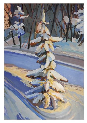 Light in the snow di Diana Captari, Pittura in vendita su Singulart