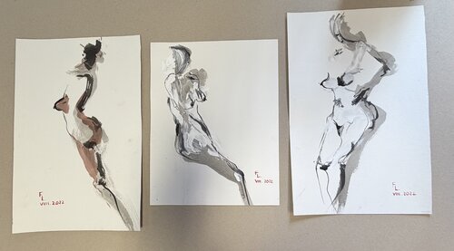 ECLATS DE FEMMES 1 LOT DE 3 DESSINS von francoise leblanc, Zeichnungen kaufen auf Singulart