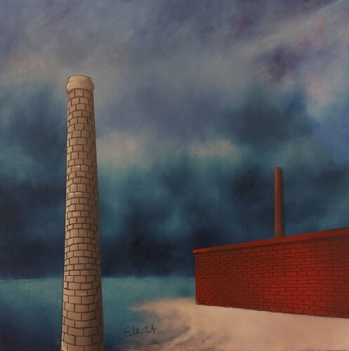 ciminiere sul mare van enrico clemente, Schilderij te koop op Singulart