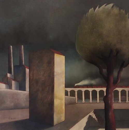 il passaggio del treno par enrico clemente, Peinture en vente sur Singulart