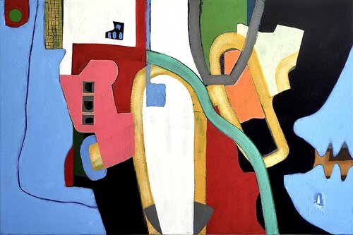 Wink in Richtung des Unsichtbaren van Sylvio Luther, Schilderij te koop op Singulart