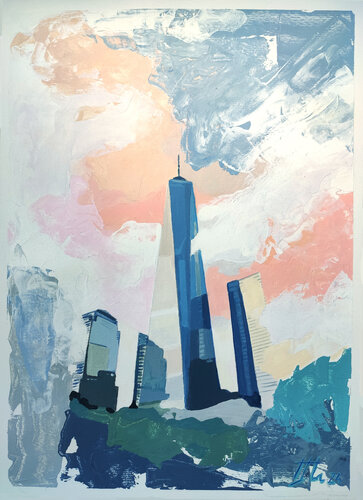 WTC1 New York von Zezinha Farrajota, Werk auf Papier kaufen auf Singulart