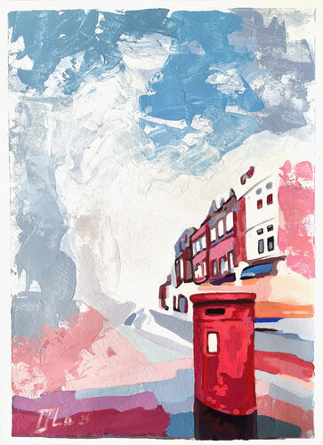 Red Post Box - London di Zezinha Farrajota, Opera su carta in vendita su Singulart