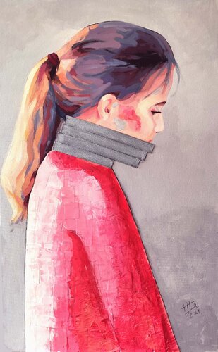 Girl with Turtleneck van Zezinha Farrajota, Schilderij te koop op Singulart