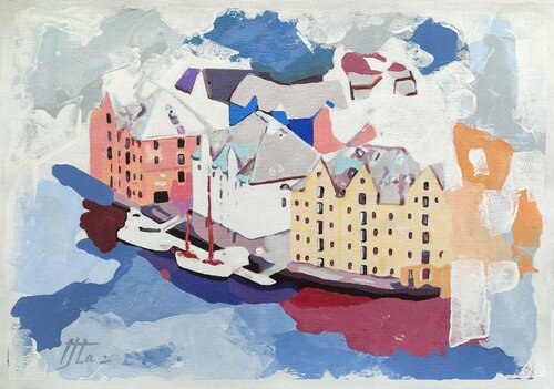 Ålesund di Zezinha Farrajota, Opera su carta in vendita su Singulart