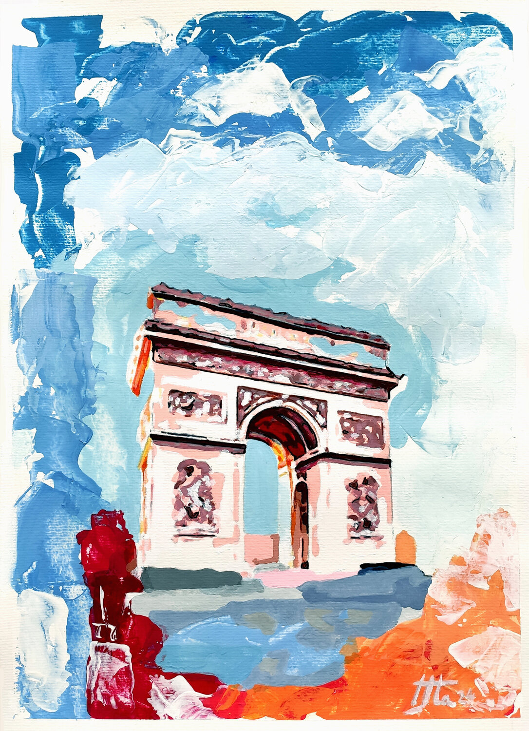 L' Arc de Triomphe - Paris (The Triumphal Arch ) Zezinha Farrajota Werk auf Papier zu verkaufen